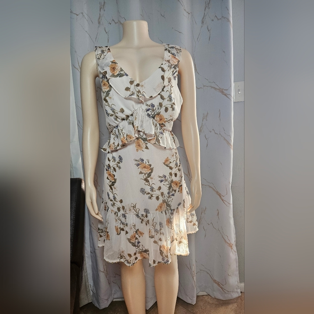 Forever New Cream Floral Ruffle Maxi Dress